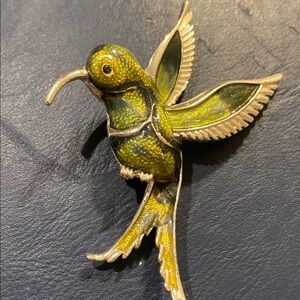 Vintage Enamel Hummingbird Brooch Excellent Condition